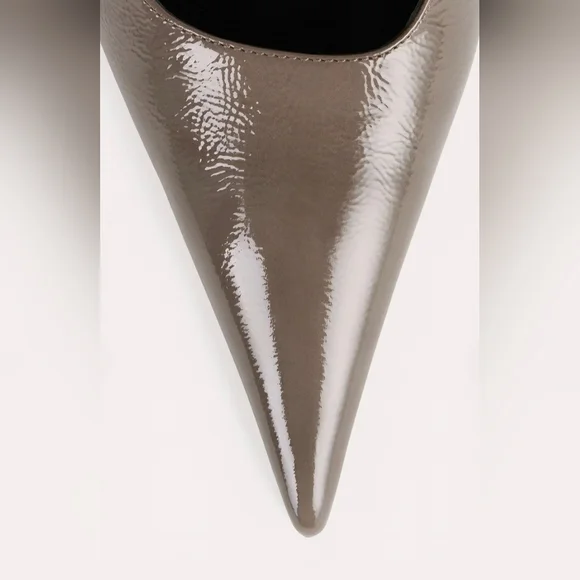 Toteme Sharp Pointy Patent Strap Slingback Heel Pumps Taupe 50mm EU 38 7.5 8 NEW - Picture 4 of 5
